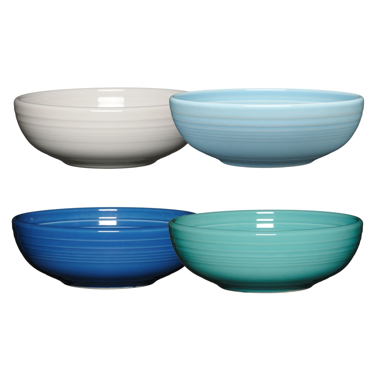 Fiesta China Mixed Coastal Blue Bistro Coupe 7 5/8-Inch 38OZ Medium Bowls, Set of 4
