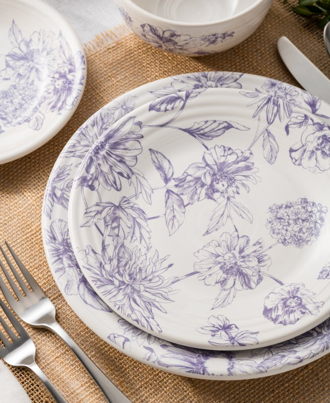 Fiesta China Botanical Floral Lavender Classic Rim 9 Inch Luncheon Plate - Image 2