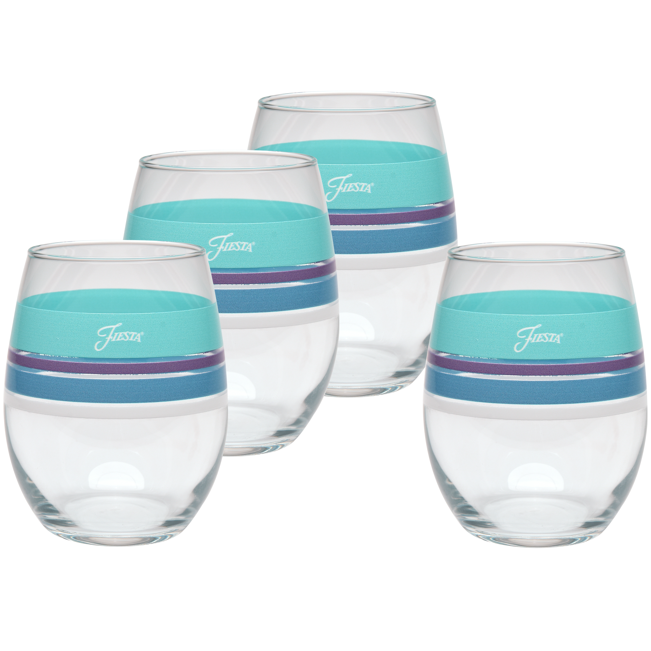 Fiesta China Retired 15 oz. Fiesta® Edgeline Stemless Wine Coastal, Set of 4