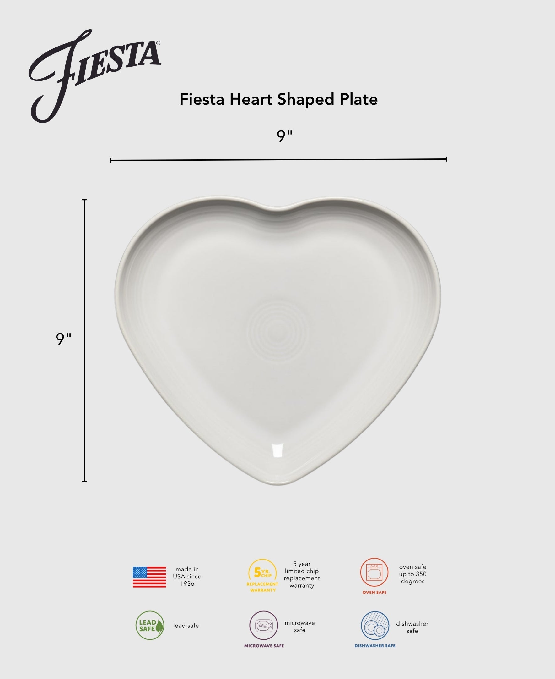 Fiesta China New Retired Fiesta 9 Inch Heart Shaped Plate - Image 4