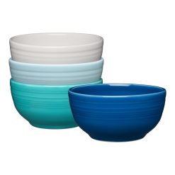 Fiesta China Mixed Coastal Blues Bistro Coupe 5 1/2 Inch Cereal Bowl 22 oz, Set of 4