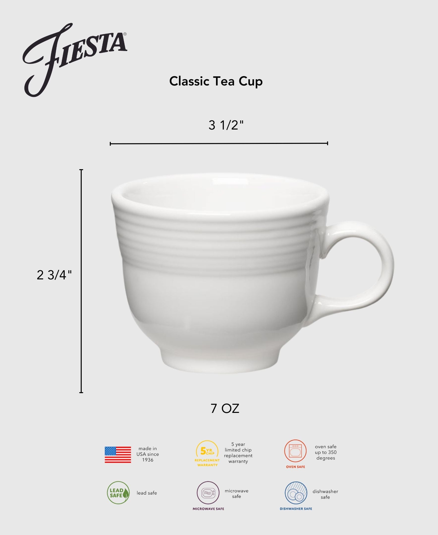 Fiesta China New Retired Classic 7 3/4 OZ Tea Cup - Image 9