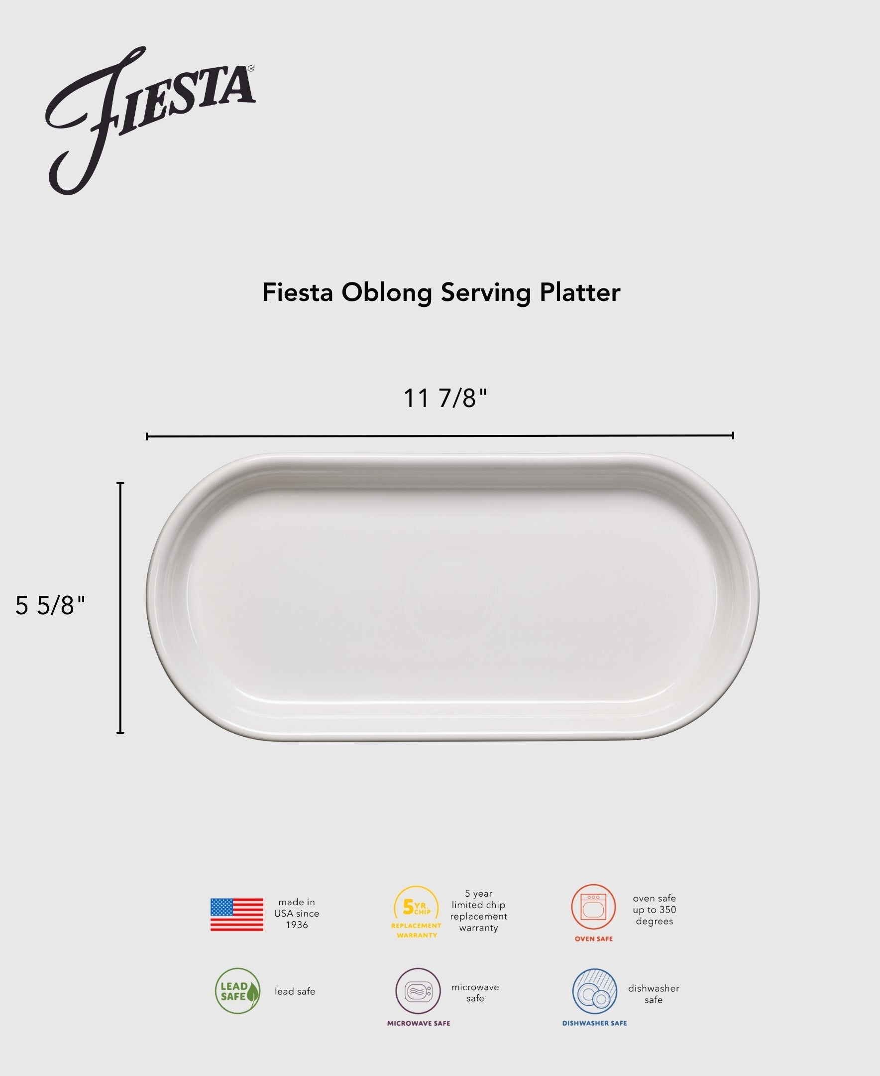 Fiesta China Fiesta 11 7/8 Inch Oblong Serving Platter - Image 5