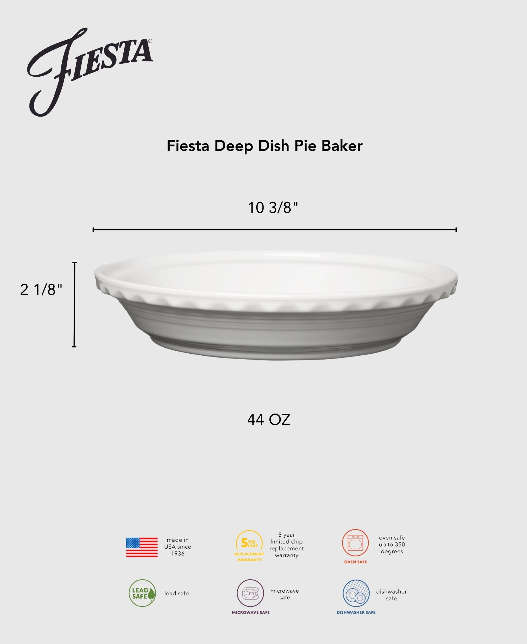 Fiesta China Fiesta 10 1/4 Inch Deep Dish Pie Baker 44OZ - Image 8