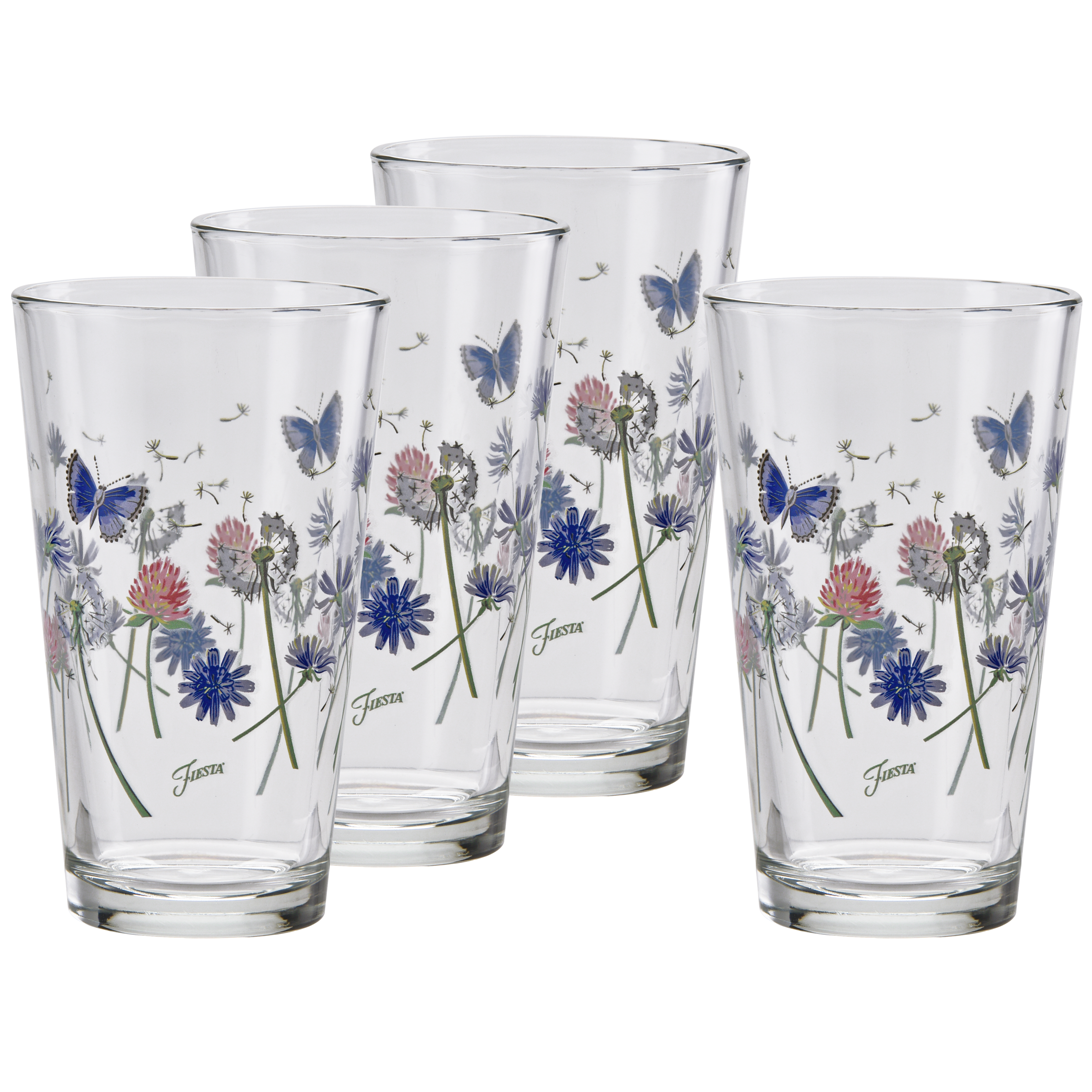 Fiesta China Breezy Floral 16 oz. Cooler Glass - Set of 4