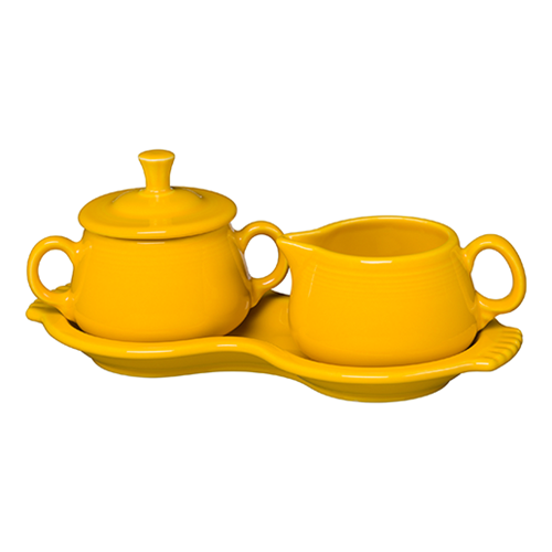 Fiesta China New Retired 4-Piece Sugar Bowl and Creamer Set with Tray - Image 2