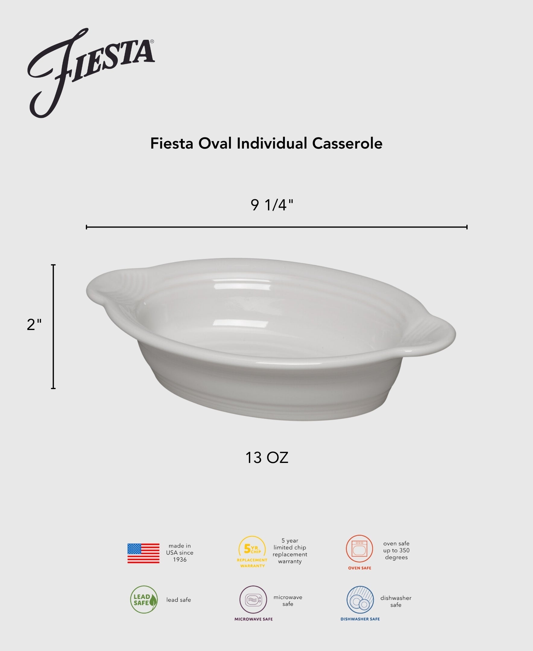 Fiesta China Fiesta 9 1/8 Inch Oval Individual Casserole 13 OZ - Image 7