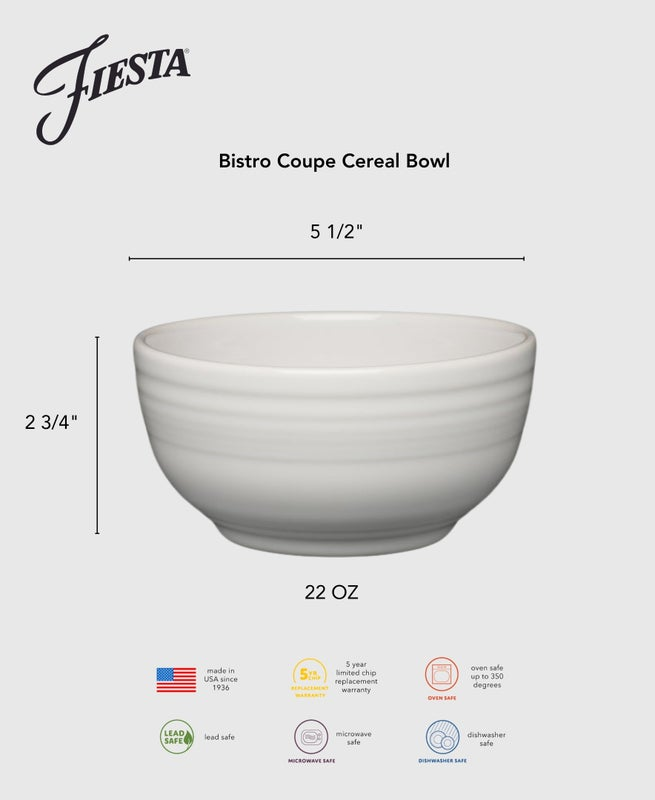 Fiesta China Botanical Floral Sky Bistro Coupe 5 1/2 Inch Cereal Bowl 22 OZ - Image 3