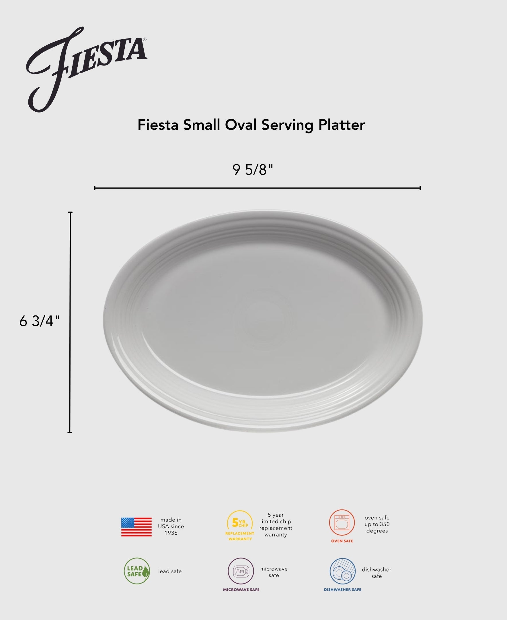 Fiesta China New Retired Fiesta 9 5/8 Inch Small Oval Serving Platter - Image 2