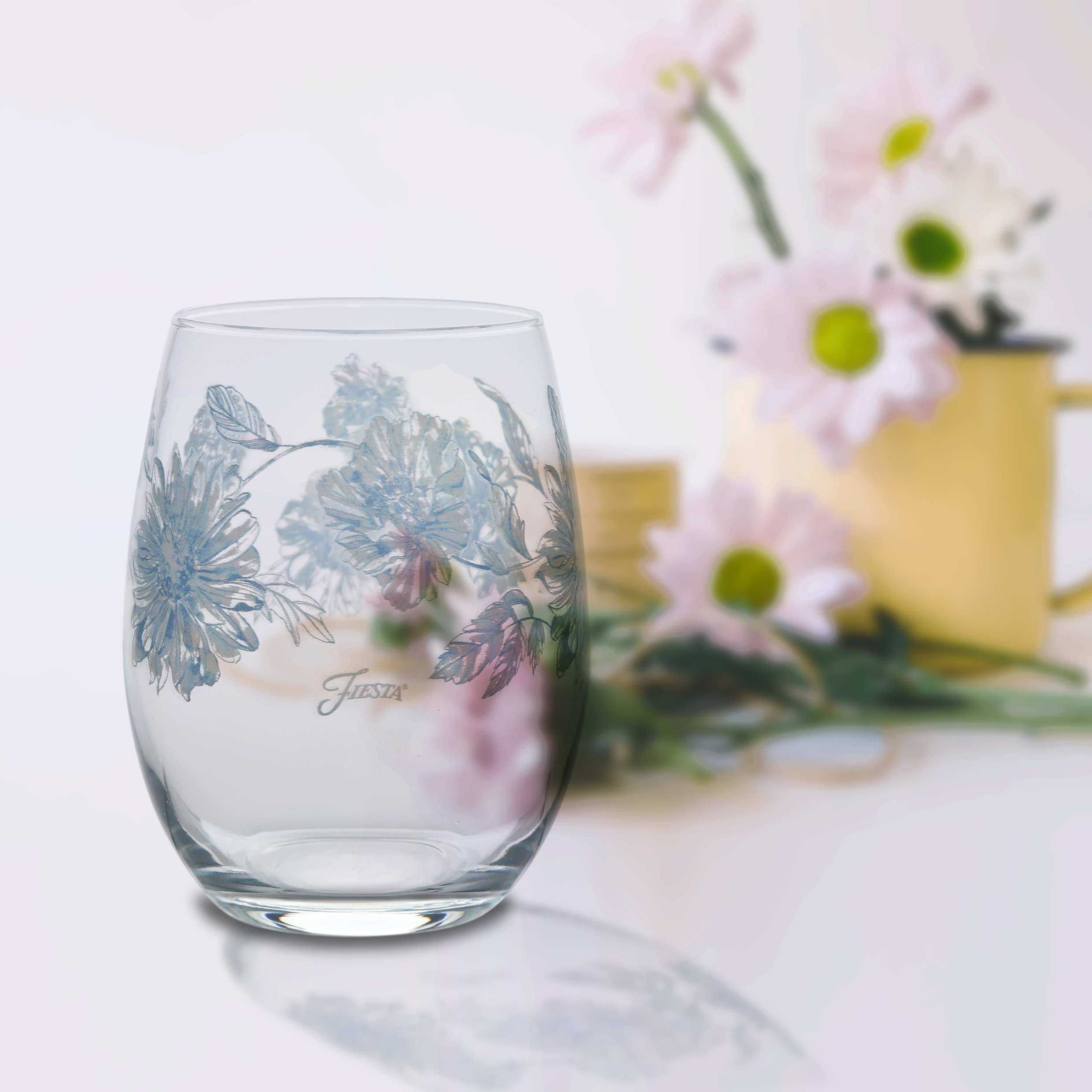 Fiesta China Botanical Floral 15 oz. Stemless Wine Glass, Set of 4 - Image 3